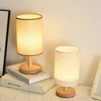 LED Table Lamp with USB in Linen and Wood - image 4