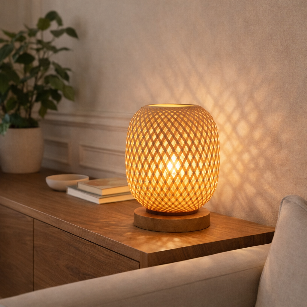 Bamboo Table Lamp for Bedroom and Living Room with Cosy Light - image 3