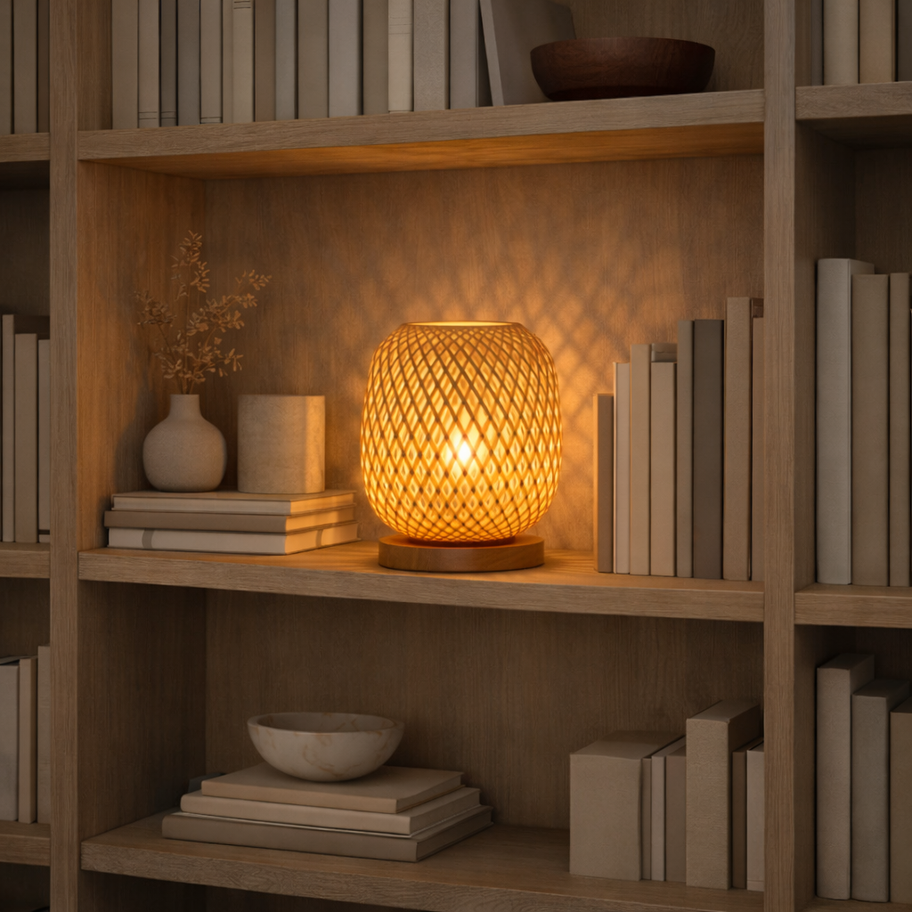 Bamboo Table Lamp for Bedroom and Living Room with Cosy Light - image 2