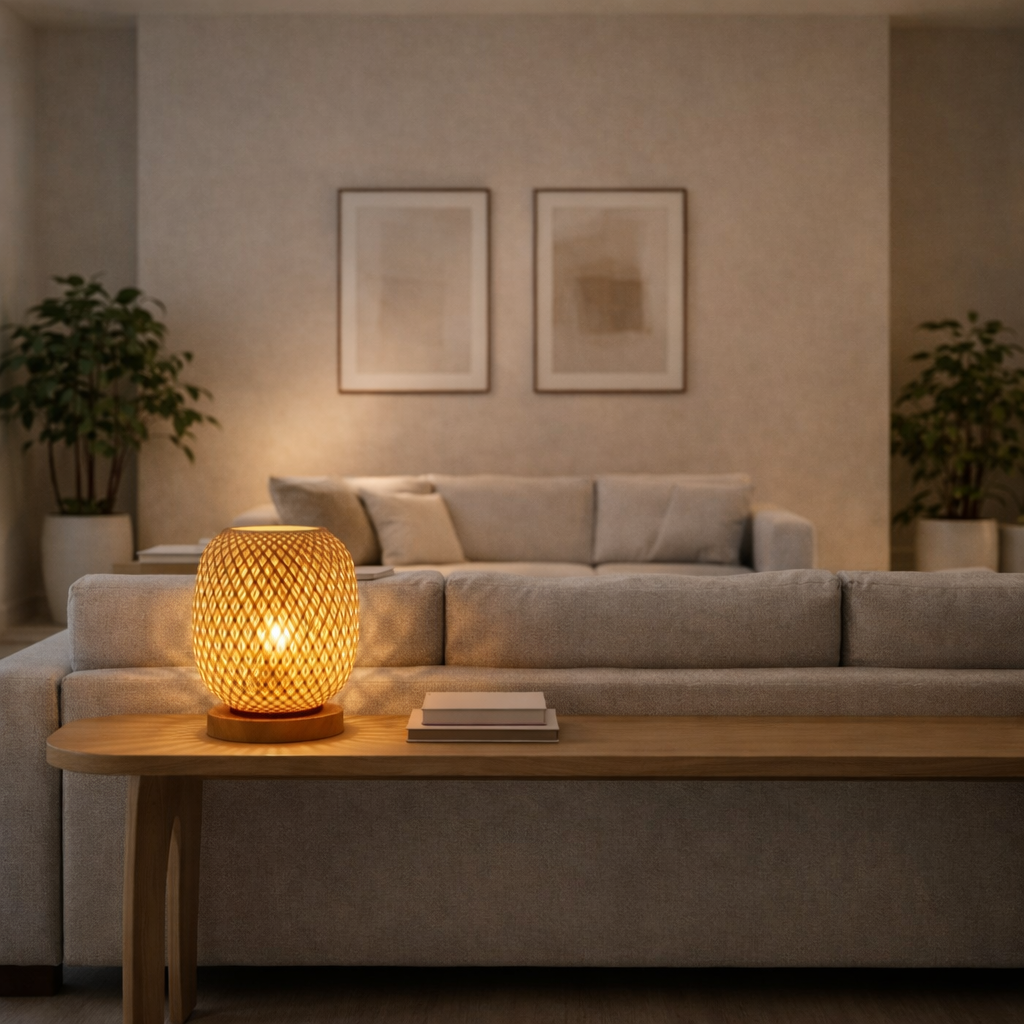 Bamboo Table Lamp for Bedroom and Living Room with Cosy Light - image 4