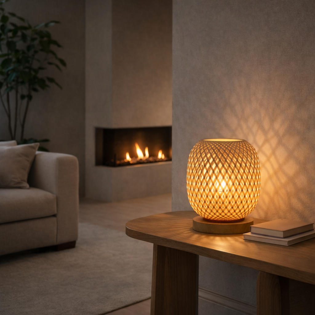 Bamboo Table Lamp for Bedroom and Living Room with Cosy Light - image 5
