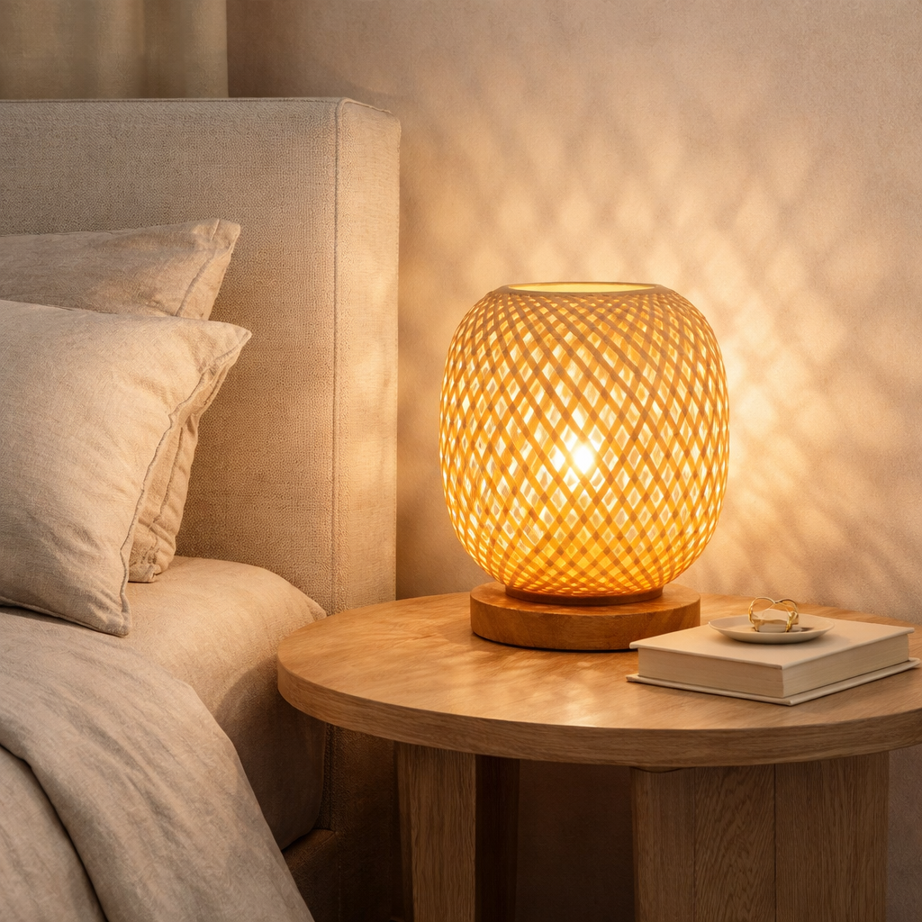 Bamboo Table Lamp for Bedroom and Living Room with Cosy Light - image 6