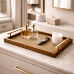 Decorative Wooden Tray with Golden Handle - image 2