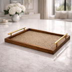 Decorative Wooden Tray with Golden Handle - image 4