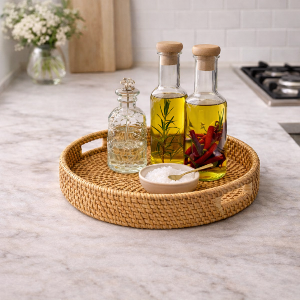 Decorative Rattan Tray for Breakfast and Organisation 30cm - image 3