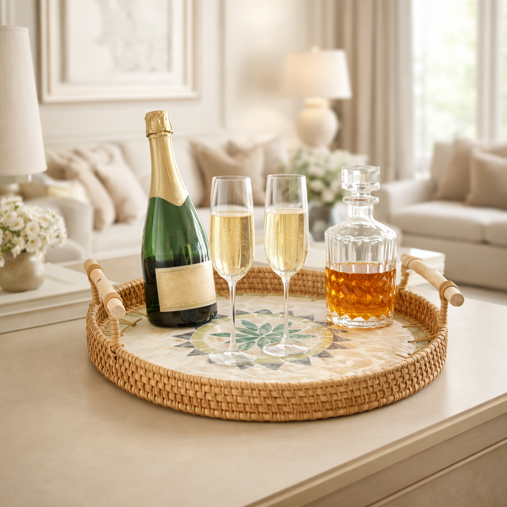 Decorative Wicker Tray for Coffee and Living Room with Handcrafted Design - image 3