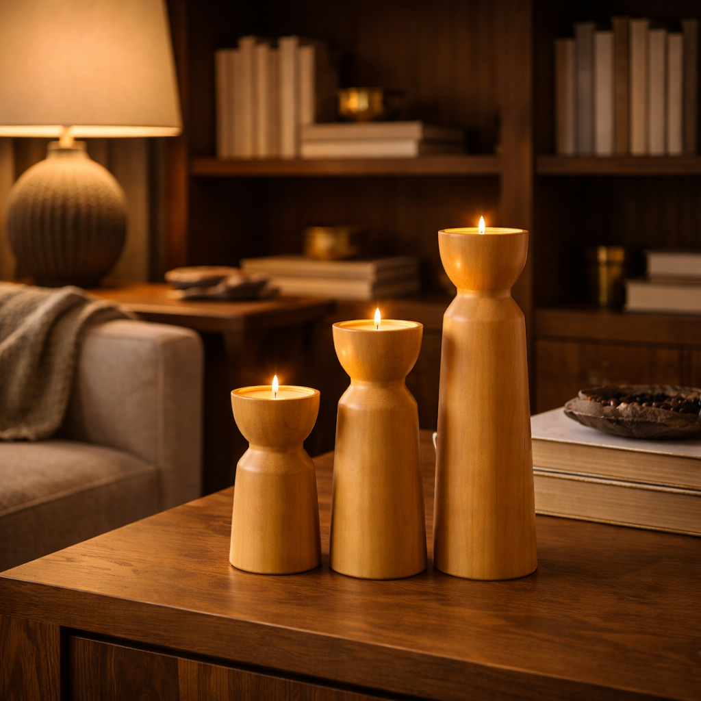 Wooden Candle Holder Decorative for Living Room and Table with Minimalist Design - image 2