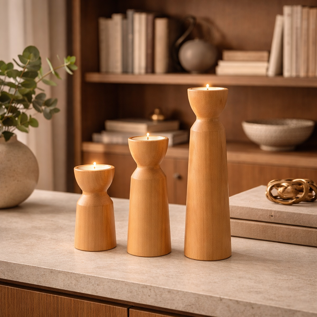 Wooden Candle Holder Decorative for Living Room and Table with Minimalist Design - image 3