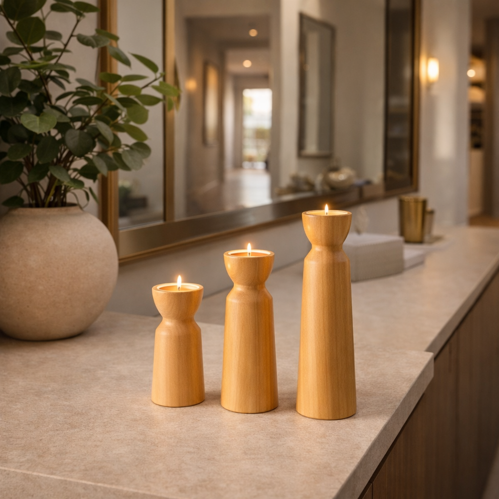 Wooden Candle Holder Decorative for Living Room and Table with Minimalist Design - image 5