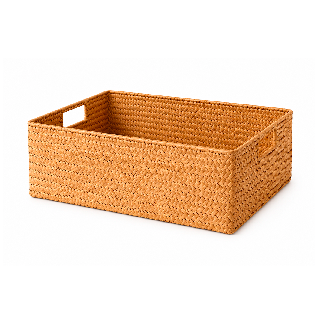 Rattan Storage Basket for Bathroom and Home Natural Design