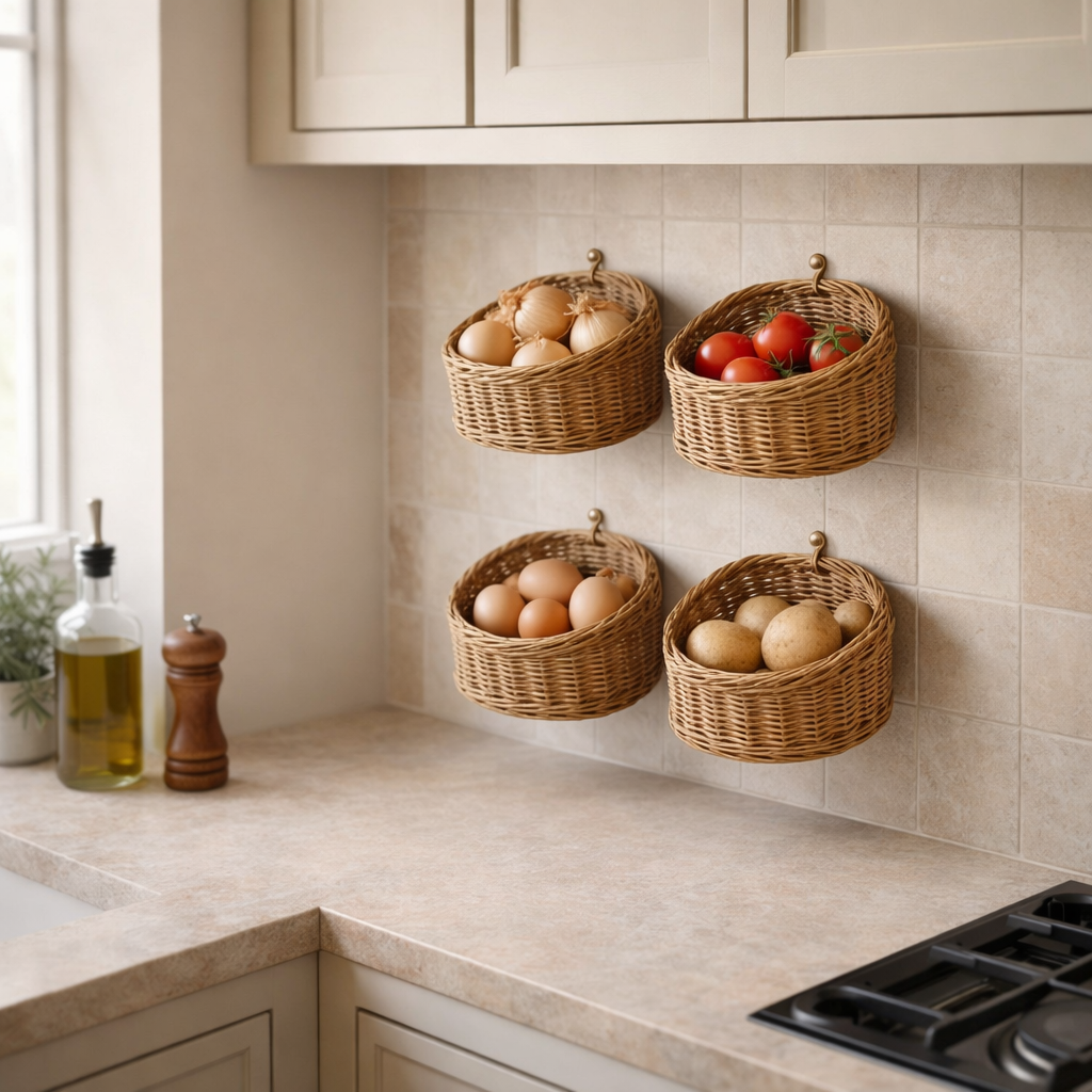 Handcrafted Straw Rattan Storage Basket for Living Room and Kitchen with Versatile Handle - image 2