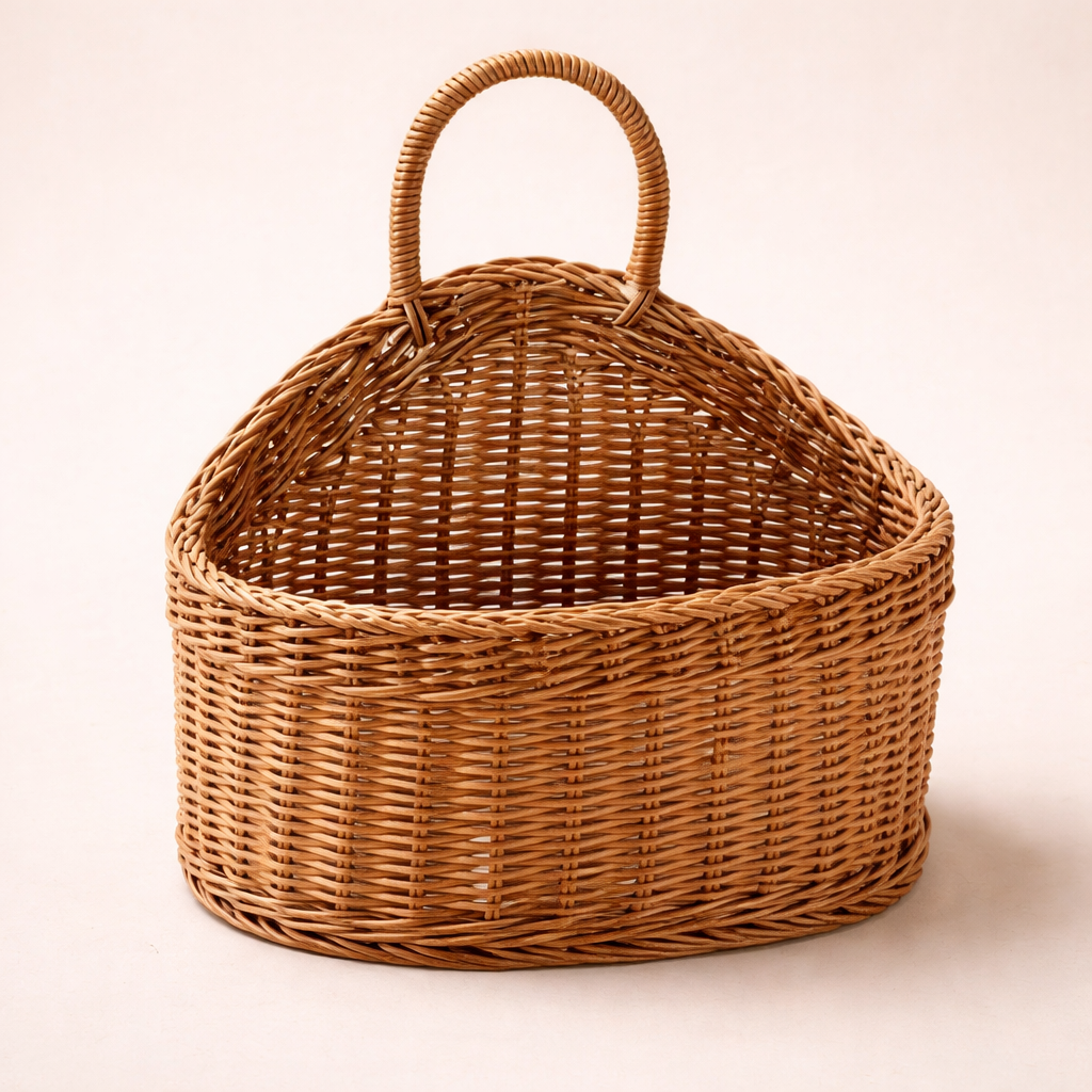 Handcrafted Straw Rattan Storage Basket for Living Room and Kitchen with Versatile Handle - image 4