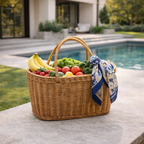 Straw Basket with Handle for Breakfast and Picnic - image 3