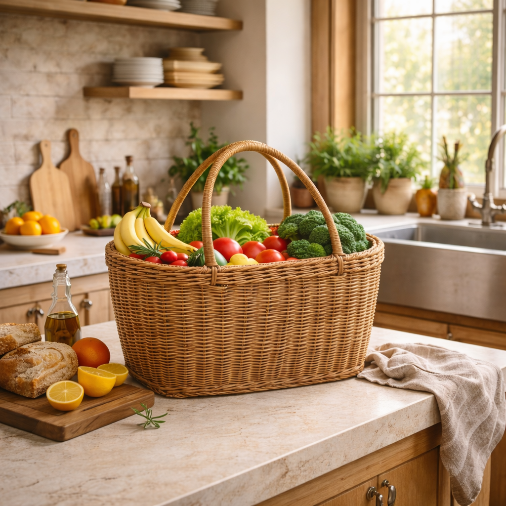 Straw Basket with Handle for Breakfast and Picnic - image 4