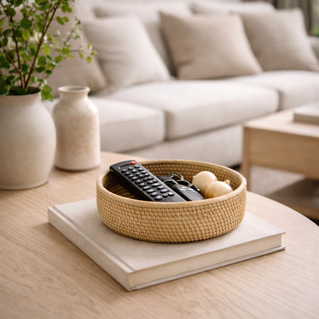 Round Rattan Basket for Kitchen and Living Room Organisation - image 4
