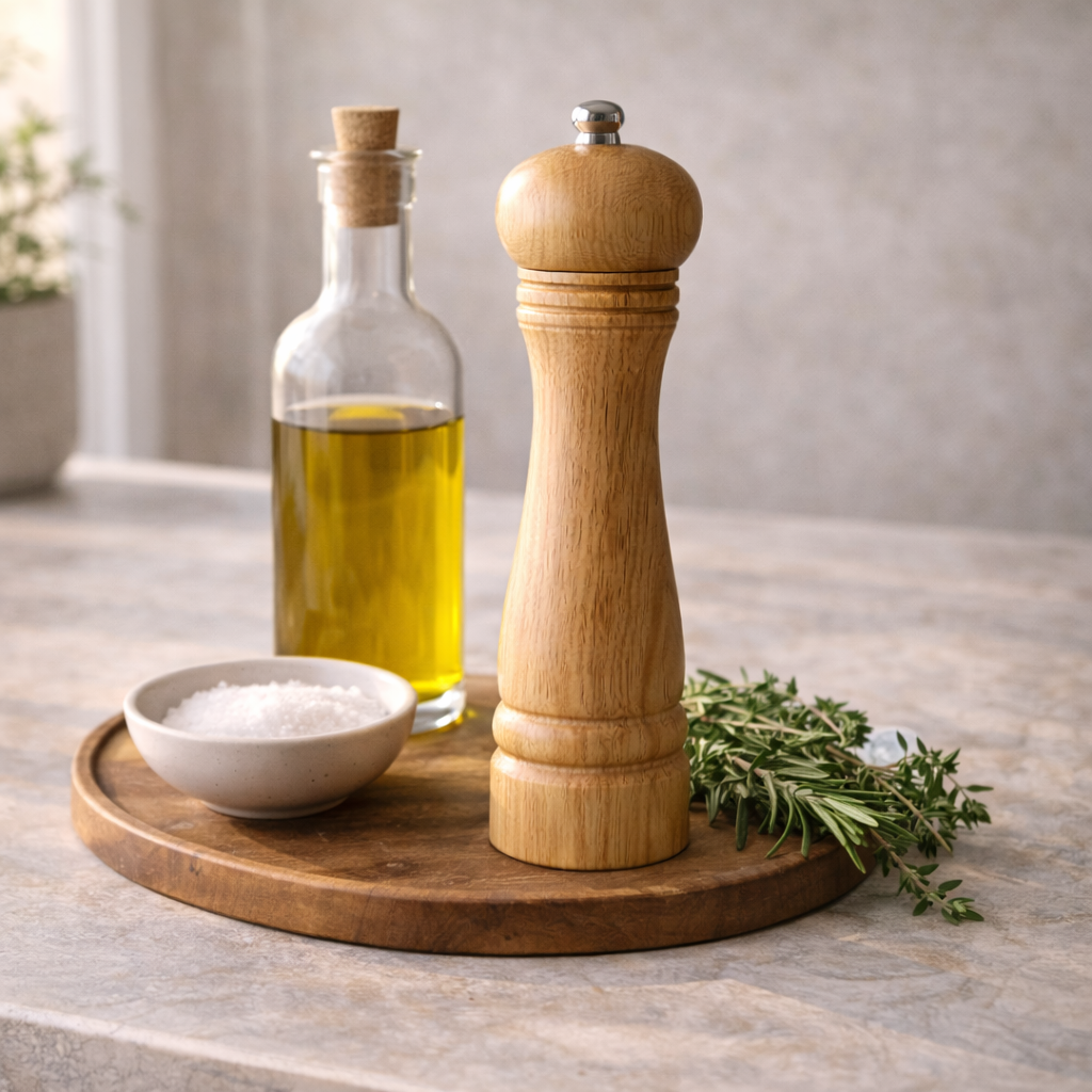 Wooden Pepper and Salt Mill for Kitchen with Adjustable Grind - image 5