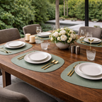 Waterproof Placemat in Faux Leather with Organic Shape for Table Setting - image 2