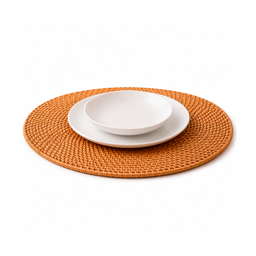Handcrafted Round and Oval Rattan Placemat for Table Setting