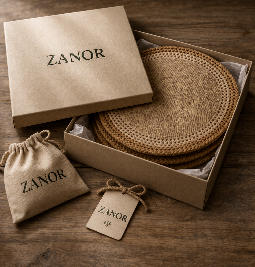 Handcrafted Round Placemat 38cm in Linen and Rattan - image 3