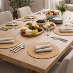 Handcrafted Round Placemat 38cm in Linen and Rattan - image 4