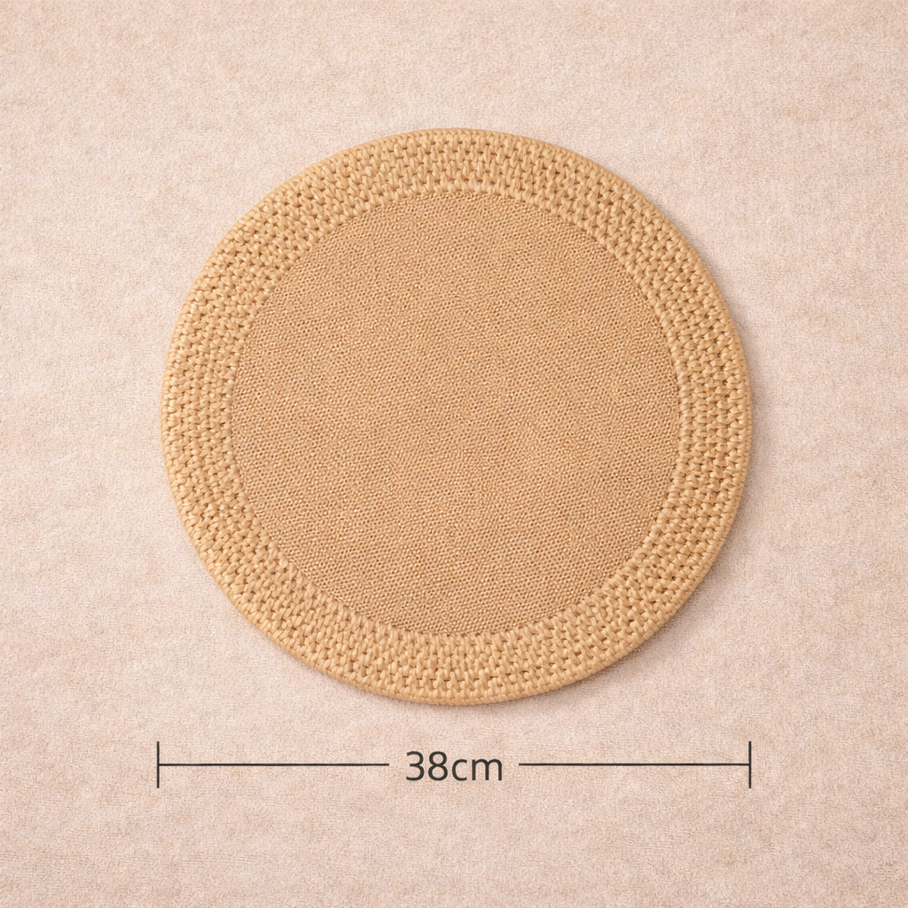 Handcrafted Round Placemat 38cm in Linen and Rattan - image 7