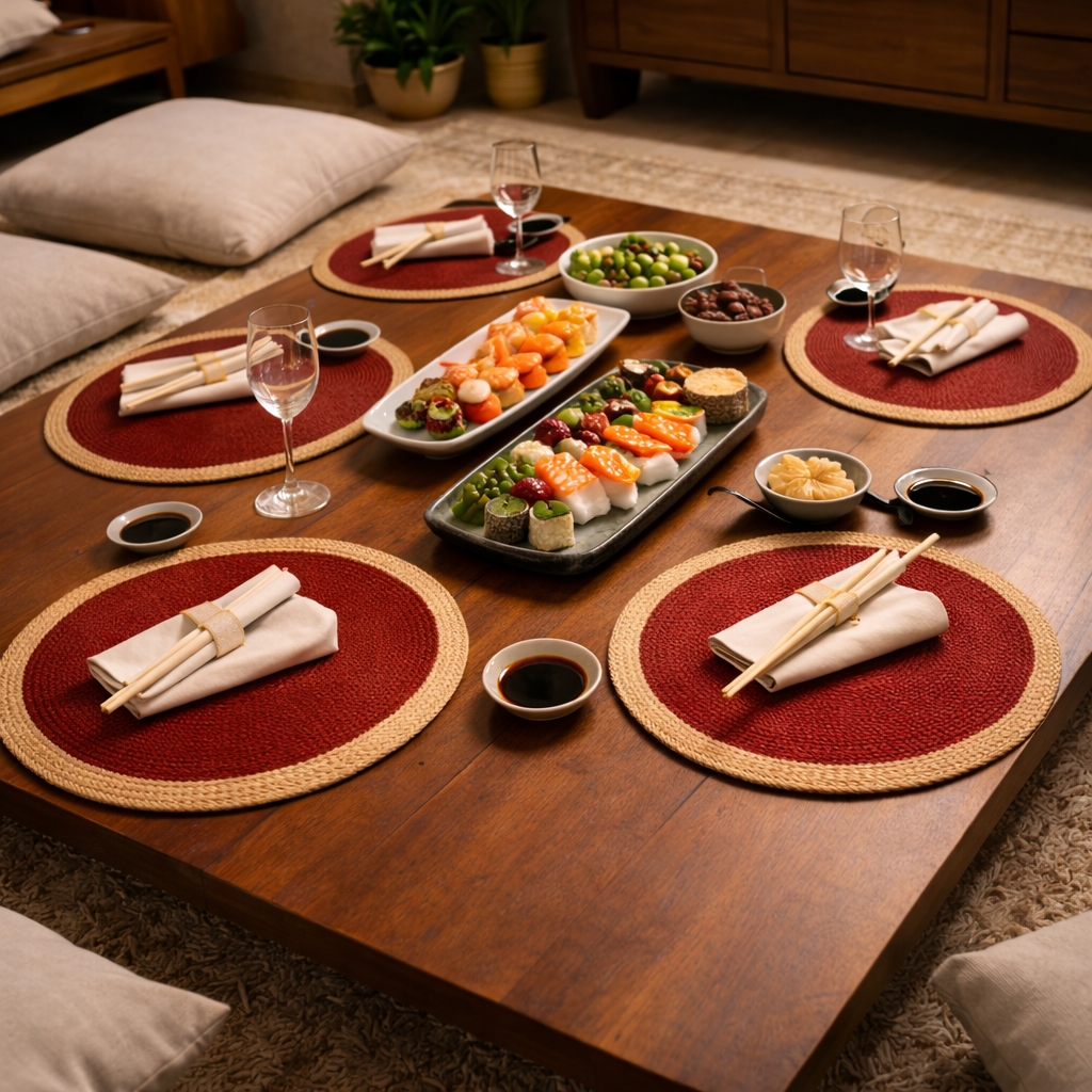 Round Colourful Placemat for Dining and Table Setting 6 Units - image 3