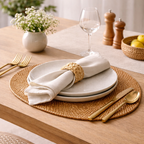 Handcrafted Round and Oval Rattan Placemat for Table Setting - image 2