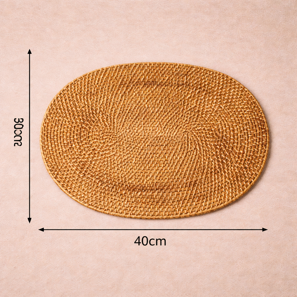 Handcrafted Round and Oval Rattan Placemat for Table Setting - image 7