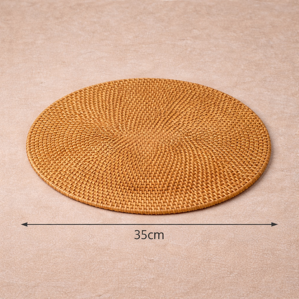 Handcrafted Round and Oval Rattan Placemat for Table Setting - image 8