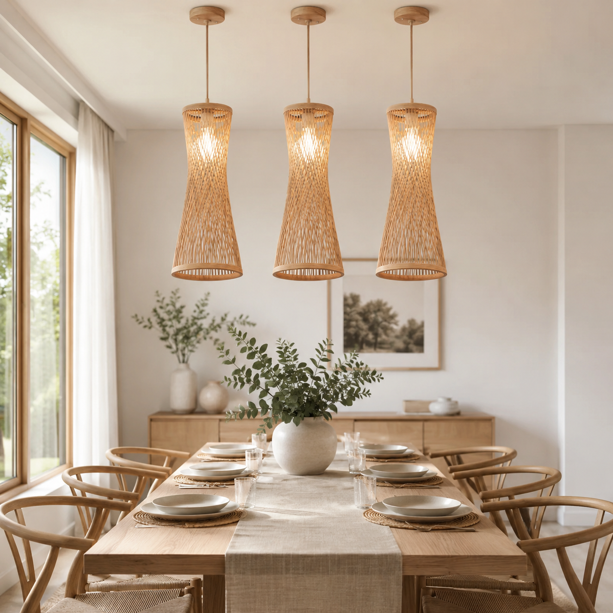 Japanese Bamboo LED Pendant Lamp - image 2
