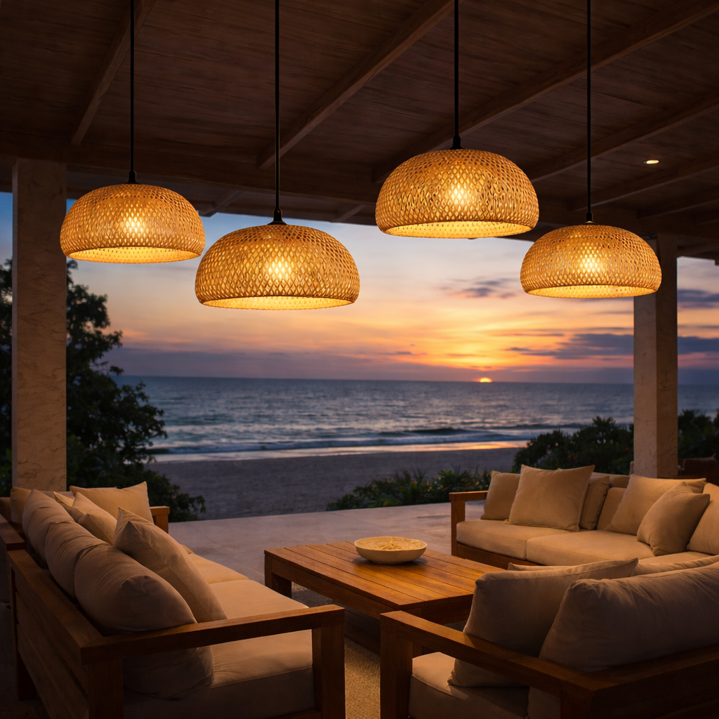 Woven Bamboo Pendant Lamp for Dining Room and Sophisticated Spaces – Saint-Tropez - image 2