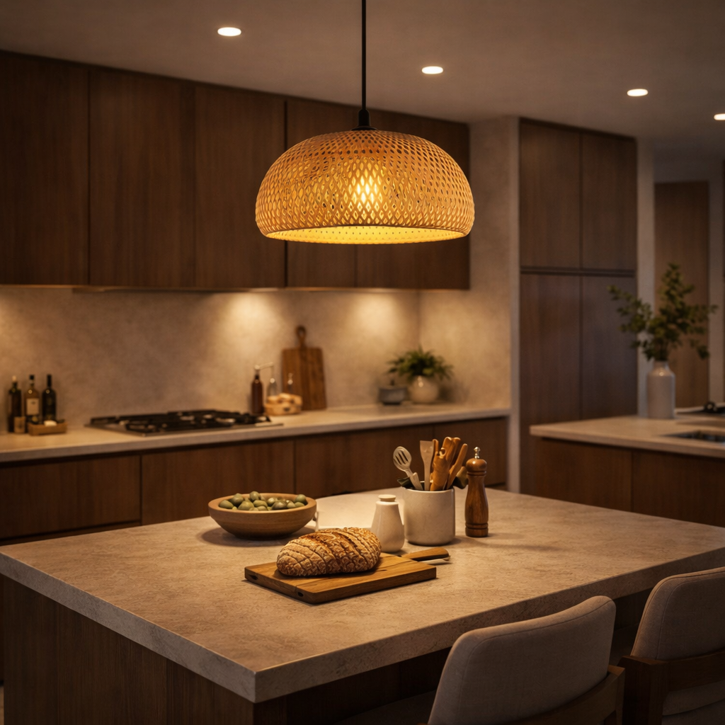 Woven Bamboo Pendant Lamp for Dining Room and Sophisticated Spaces – Saint-Tropez - image 5