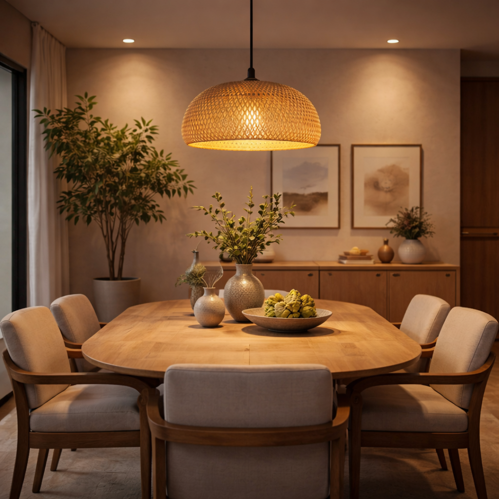 Woven Bamboo Pendant Lamp for Dining Room and Sophisticated Spaces – Saint-Tropez - image 6