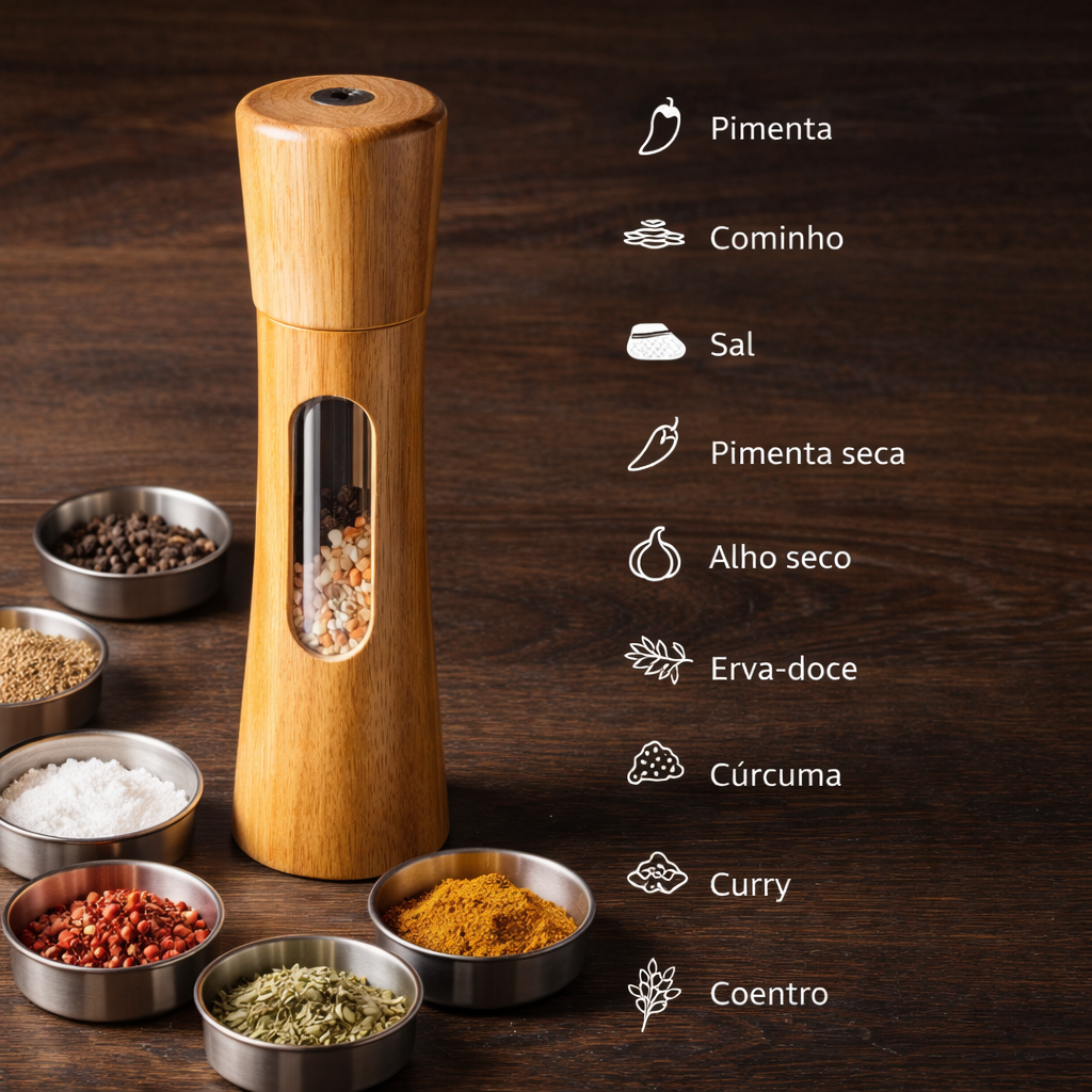 Wooden Pepper and Salt Mill for Kitchen with Adjustable Grind and Transparent Window - image 4