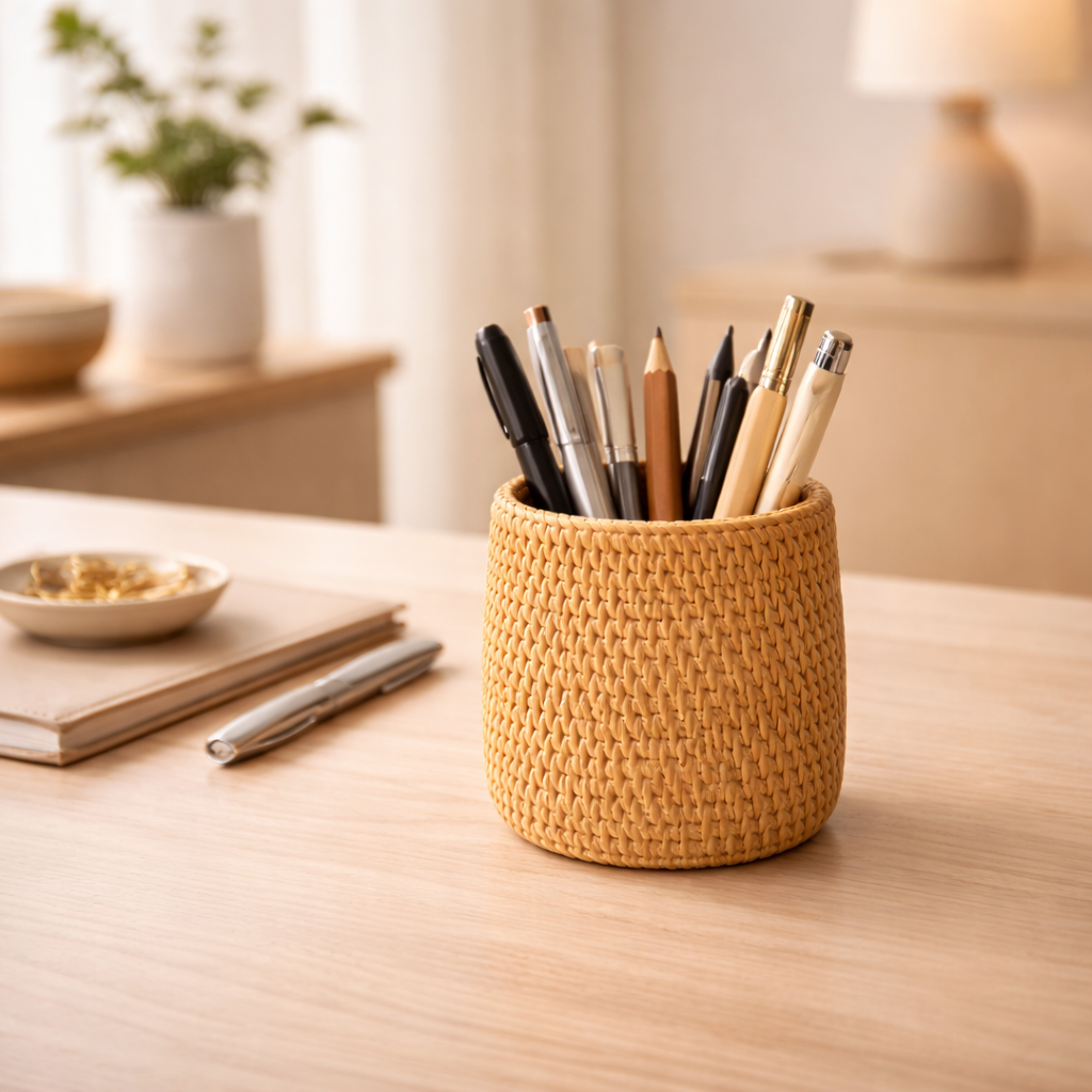 Rattan Desk Organiser Set of 4 for Pens and Objects - image 5