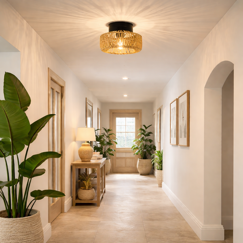 Rattan Ceiling Light for Living Room with Diffused Light - image 2