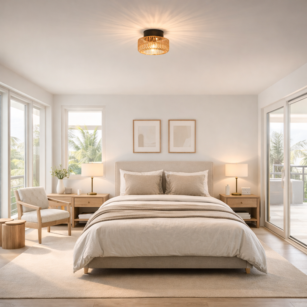 Rattan Ceiling Light for Living Room with Diffused Light - image 4