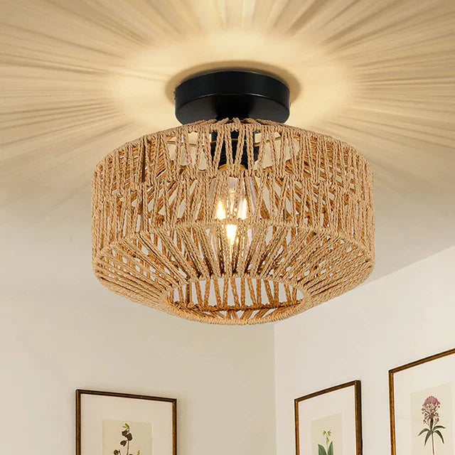 Rattan Ceiling Light for Living Room with Diffused Light - image 6