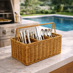 Cutlery Holder with Dividers for Kitchen Rattan Style - image 2