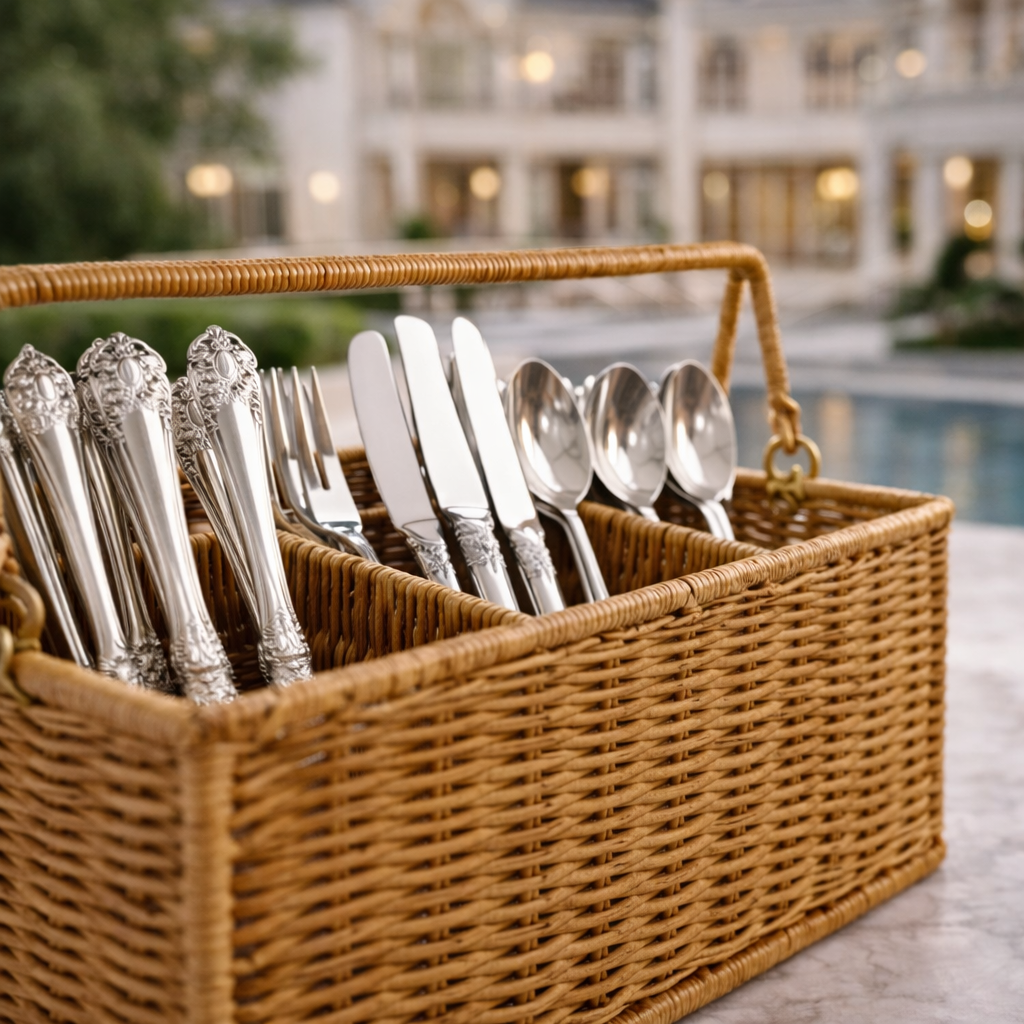 Cutlery Holder with Dividers for Kitchen Rattan Style - image 5