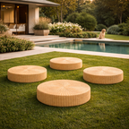 Round Floor Pouffe for Living Room and Meditation Natural Tatami Style - image 2