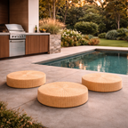 Round Floor Pouffe for Living Room and Meditation Natural Tatami Style - image 4