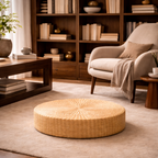 Round Floor Pouffe for Living Room and Meditation Natural Tatami Style - image 5