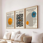 Blue & Yellow Wavy Line Abstract Art Canvas Poster Mid Century Geometric Wall Art Poster for Modern Living Room Home Decor