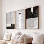 Blue & Yellow Wavy Line Abstract Art Canvas Poster Mid Century Geometric Wall Art Poster for Modern Living Room Home Decor