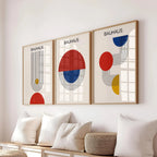 Blue & Yellow Wavy Line Abstract Art Canvas Poster Mid Century Geometric Wall Art Poster for Modern Living Room Home Decor