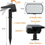 Solar Spot Lights Outdoor52 LED 3 Modes Solar Landscape Spotlights IP65 Waterproof Wall Lights for Walkway Yard Garden