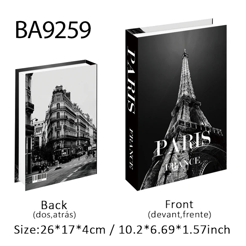 Open Luxury Fake Book Storage Box Home Decor Fashion Paris Decorative Books Interior Decoration Coffee Table Bedroom Ornaments