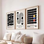 Blue & Yellow Wavy Line Abstract Art Canvas Poster Mid Century Geometric Wall Art Poster for Modern Living Room Home Decor