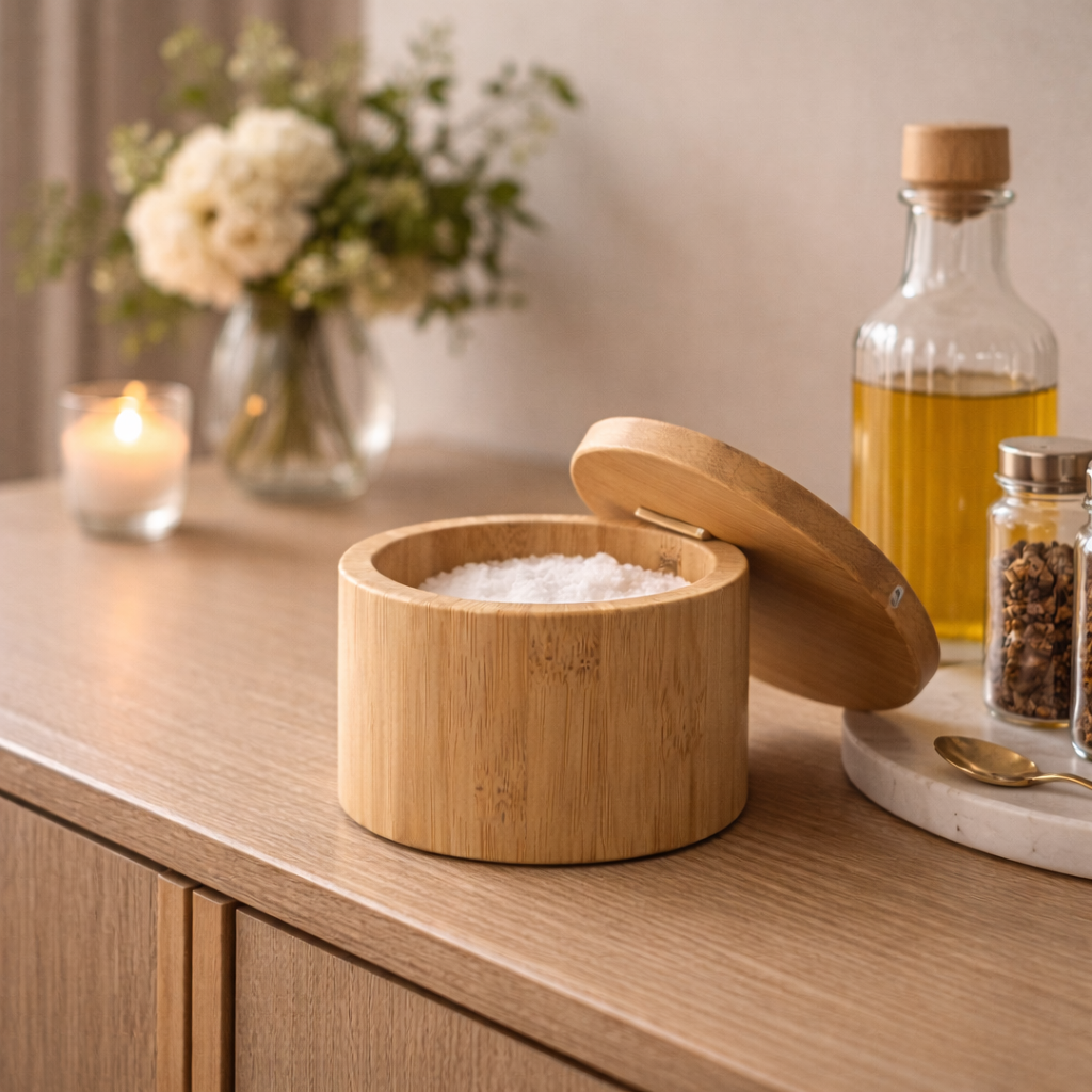 Wooden Salt Cellar with and without Spoon for Kitchen - image 4